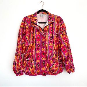 Vintage 80's Aviat Sportif Bright Tribal IKAT Hip-Hop Full Zip Track Windbreaker